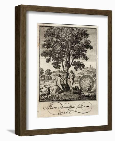 Adam and Eve Take the Apple Offered by the Serpent-null-Framed Art Print