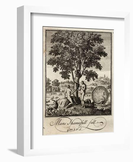 Adam and Eve Take the Apple Offered by the Serpent-null-Framed Art Print