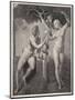 Adam and Eve Tempted Eve Invites Adam to Have a Fig from the Tree-null-Mounted Art Print