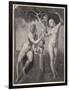 Adam and Eve Tempted Eve Invites Adam to Have a Fig from the Tree-null-Framed Art Print