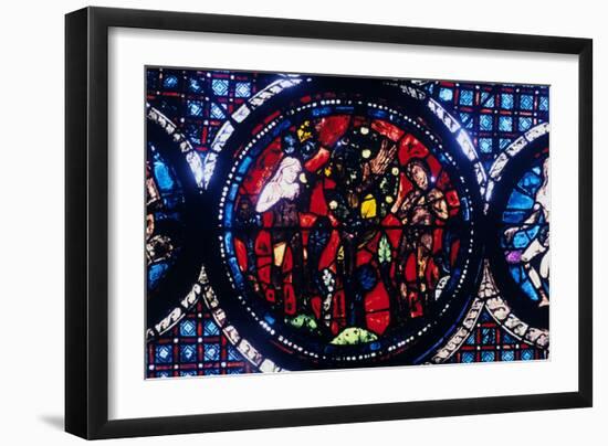 Adam and Eve (The Fall of Ma), Stained Glass, Chartres Cathedral, France, 1194-1260-null-Framed Photographic Print