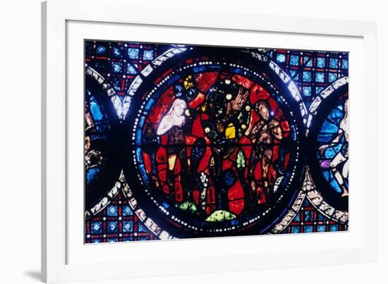 Adam and Eve (The Fall of Ma), Stained Glass, Chartres Cathedral, France, 1194-1260-null-Framed Photographic Print