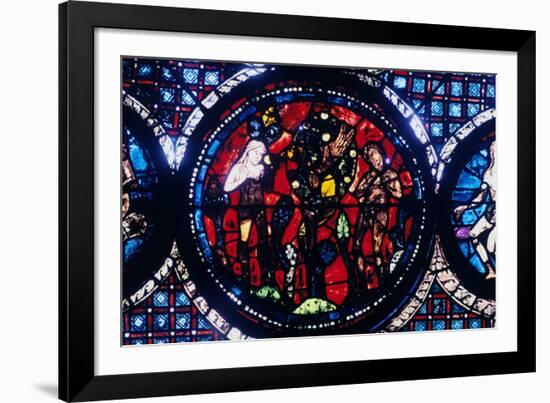 Adam and Eve (The Fall of Ma), Stained Glass, Chartres Cathedral, France, 1194-1260-null-Framed Photographic Print