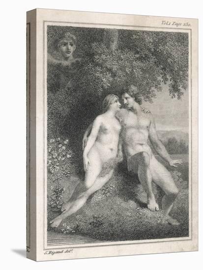 Adam and Eve Watched by an Angel-Stow-Stretched Canvas