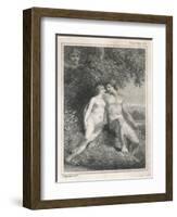 Adam and Eve Watched by an Angel-Stow-Framed Art Print