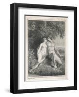 Adam and Eve Watched by an Angel-Stow-Framed Art Print