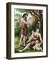 Adam and Eve with their Sons, Cain and Abel, Resting in the Wilderness, C1860-null-Framed Giclee Print