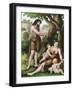 Adam and Eve with their Sons, Cain and Abel, Resting in the Wilderness, C1860-null-Framed Giclee Print