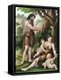 Adam and Eve with their Sons, Cain and Abel, Resting in the Wilderness, C1860-null-Framed Stretched Canvas