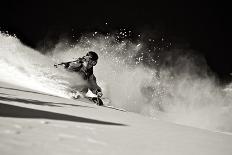 A Young Male Skier Jumps of the Side of a Mountain at Alta, Uthah-Adam Barker-Photographic Print