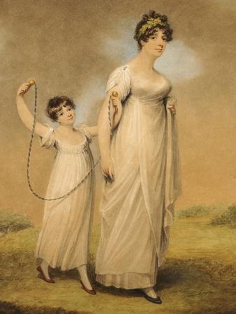 Portrait of a Mother and Her Daughter, in White Dresses, the Daughter with a Skipping Rope