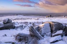 Snow covered granite outcrops on Great Staple Tor, Dartmoor National Park, Devon, England-Adam Burton-Photographic Print