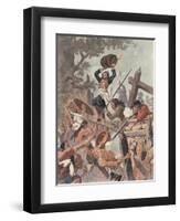 Adam Dollard and His Companions Fighting the Iroquois at the Battle of Long Sault, Canada, 1660-Louis Charles Bombled-Framed Giclee Print