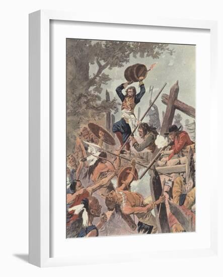 Adam Dollard and His Companions Fighting the Iroquois at the Battle of Long Sault, Canada, 1660-Louis Charles Bombled-Framed Giclee Print