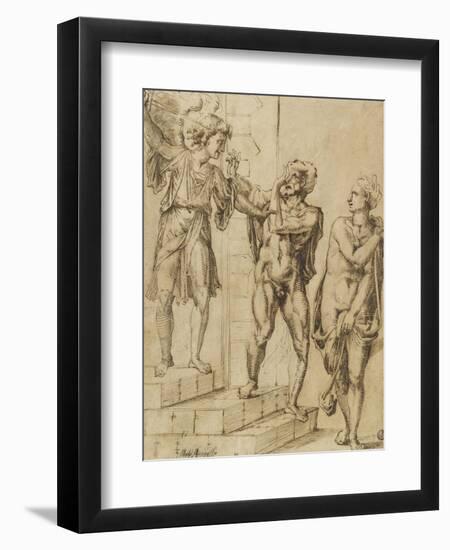 Adam et Eve chassés du paradis par l'ange-Baccio-Framed Premium Giclee Print