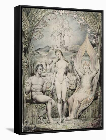 Adam, Eve and the Angel Raphael-William Blake-Framed Stretched Canvas