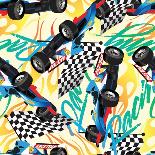 Racing with Checkered Flag Seamless Pattern-Adam Fahey-Art Print