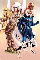 Adam: Legend Of The Blue Marvel No.1 Cover: Blue Marvel, Yellowjacket, Ms. Marvel and Iron Man-Mat Broome-Lamina Framed Poster