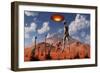 Adam Meeting an Alien Reptoid Being-Stocktrek Images-Framed Art Print