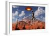 Adam Meeting an Alien Reptoid Being-Stocktrek Images-Framed Premium Giclee Print