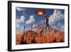 Adam Meeting an Alien Reptoid Being-Stocktrek Images-Framed Art Print