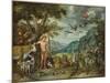 Adam Naming the Animals, from the Story of Adam and Eve-Jan Brueghel the Younger-Mounted Giclee Print