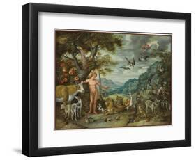 Adam Naming the Animals, from the Story of Adam and Eve-Jan Brueghel the Younger-Framed Premium Giclee Print