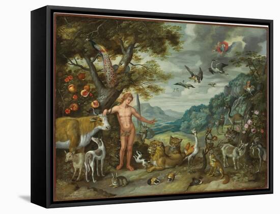 Adam Naming the Animals, from the Story of Adam and Eve-Jan Brueghel the Younger-Framed Stretched Canvas