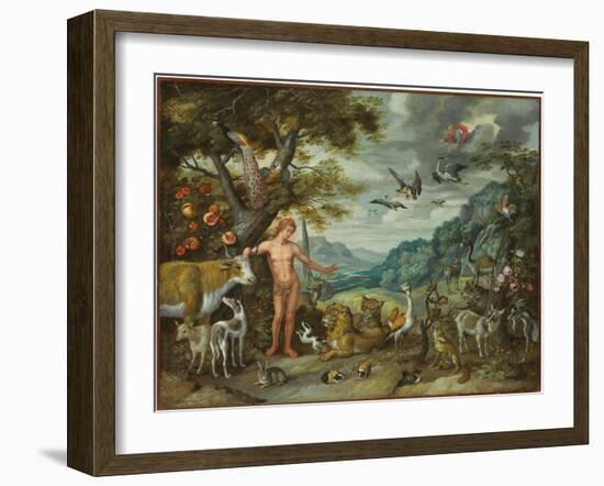 Adam Naming the Animals, from the Story of Adam and Eve-Jan Brueghel the Younger-Framed Giclee Print