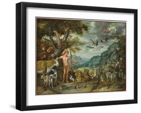 Adam Naming the Animals, from the Story of Adam and Eve-Jan Brueghel the Younger-Framed Giclee Print