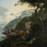 A Sherpherdess with Animals in a Mountainous Landscape-Adam Pijnacker-Laminated Art Print