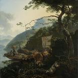 Landscape with Arched Gateway, C.1654 (Oil on Canvas)-Adam Pynacker-Mounted Giclee Print