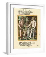 Adam und Eva. Aus dem Totentanz. Erschienen um 1700-25 (Nach dem Wandgemälde und der 1-Matthäus Merian the Elder-Framed Giclee Print