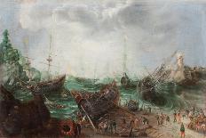 Men-Of-War Sailing Out of an Estuary with Figures in the Forground-Adam Willaerts-Giclee Print