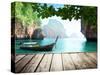 Adaman Sea and Wooden Boat in Thailand-Iakov Kalinin-Stretched Canvas