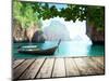 Adaman Sea and Wooden Boat in Thailand-Iakov Kalinin-Mounted Photographic Print