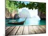 Adaman Sea and Wooden Boat in Thailand-Iakov Kalinin-Mounted Photographic Print