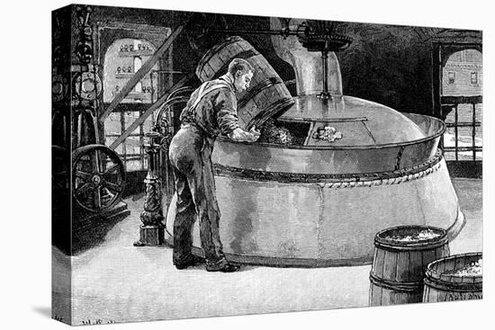 Adding Hops to Boiling Beer in an American Brewery, 1885-null-Stretched Canvas