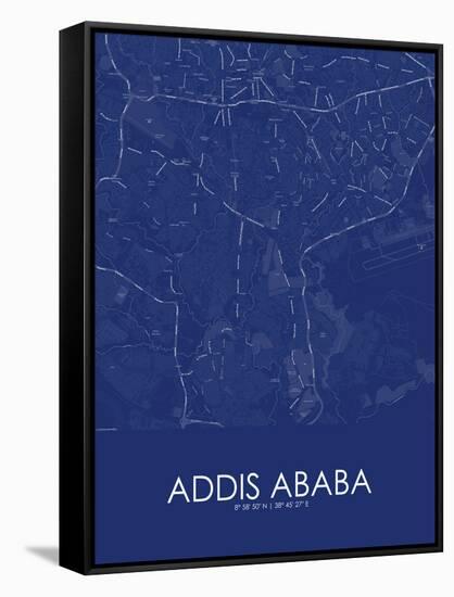 Addis Ababa, Ethiopia Blue Map-null-Framed Stretched Canvas