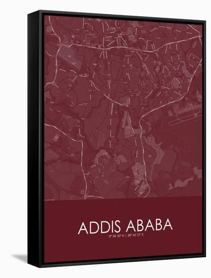 Addis Ababa, Ethiopia Red Map-null-Framed Stretched Canvas