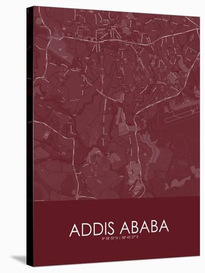 Addis Ababa, Ethiopia Red Map-null-Stretched Canvas