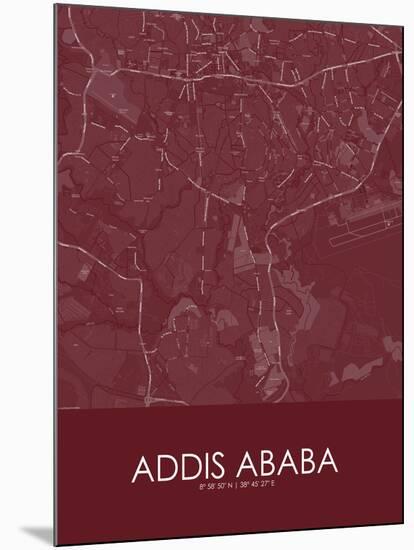 Addis Ababa, Ethiopia Red Map-null-Mounted Poster