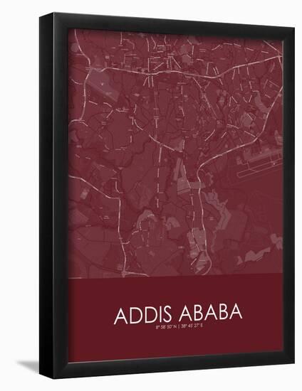 Addis Ababa, Ethiopia Red Map-null-Framed Poster