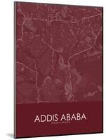 Addis Ababa, Ethiopia Red Map-null-Mounted Poster