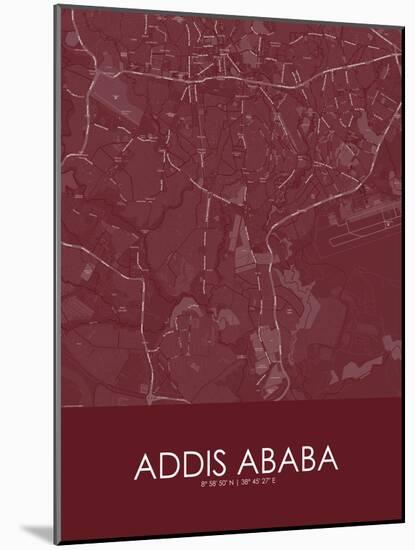 Addis Ababa, Ethiopia Red Map-null-Mounted Poster