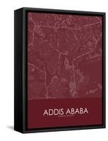 Addis Ababa, Ethiopia Red Map-null-Framed Stretched Canvas