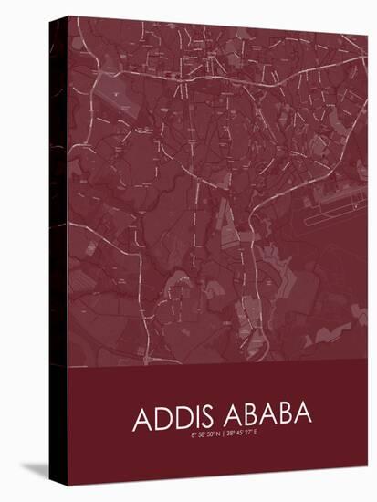 Addis Ababa, Ethiopia Red Map-null-Stretched Canvas