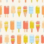 Ice Cream Background. Seamless Pattern. Summer Background. Hipster Illustration. Summer Print. Vect-adehoidar-Stretched Canvas