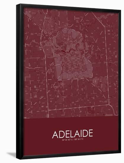 Adelaide, Australia Red Map-null-Framed Poster