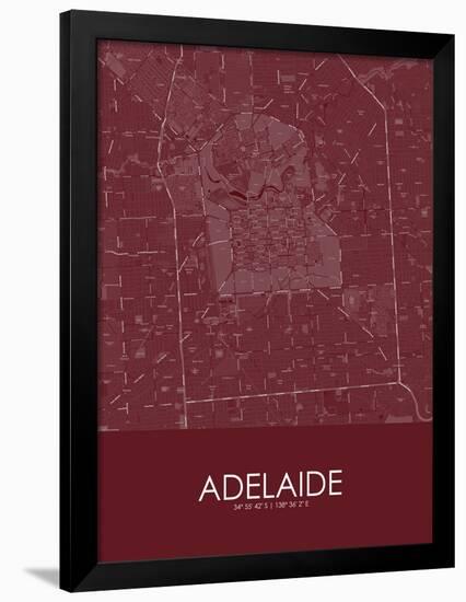 Adelaide, Australia Red Map-null-Framed Poster